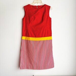 Vintage Polka Dot Striped Cute Summer Sheath Dress M